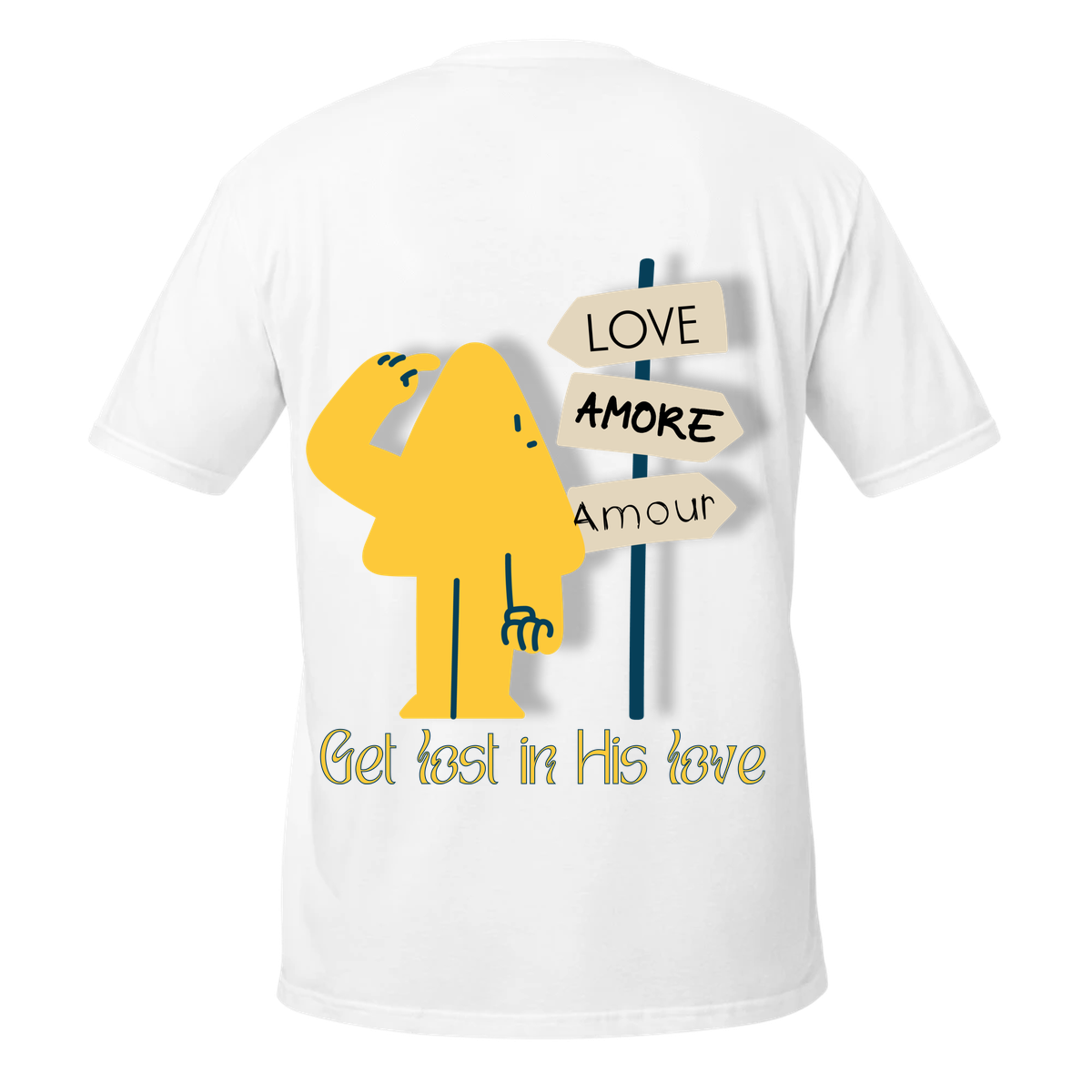 2BT1 white tee, Get Lost in His Love design